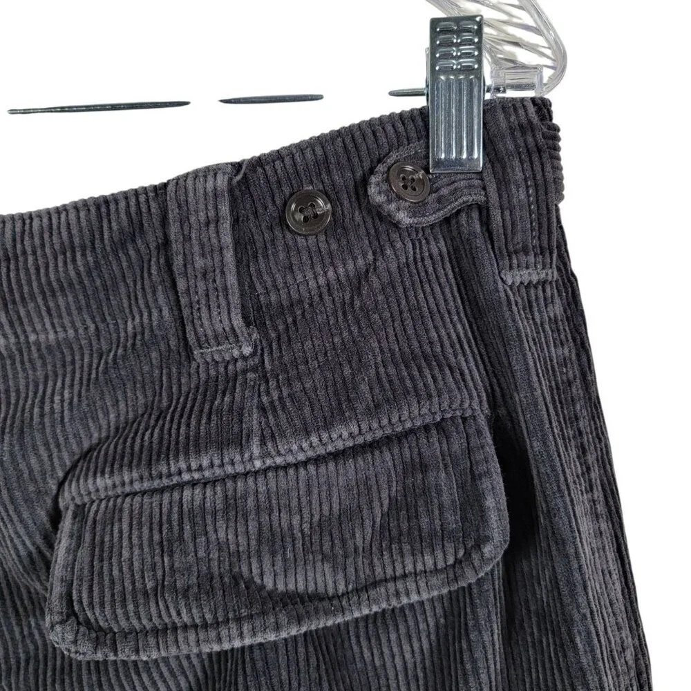 J. Crew Mens Gray Preppy Y2K Relaxed Fit Corduroy Button Fly Cargo Pants 32x30